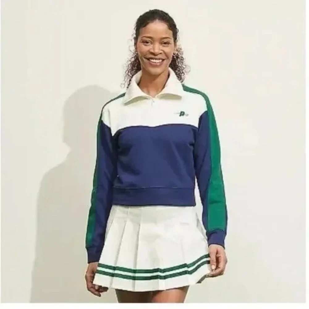 Prince Pickleball Colorblock Quarter Zip Pullover Sweatshirt Women XL Cropped